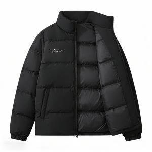 Пуховая куртка Li Ning, унисекс, черная, с воротником-стойкой и утолщенным низом