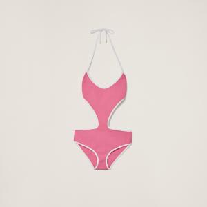 Купальник из технического трикотажа MIU MIU, розовый/белый