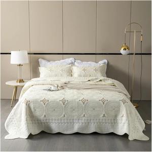 Generic Комплект постельного белья богемный однотонный вышитый хлопковый