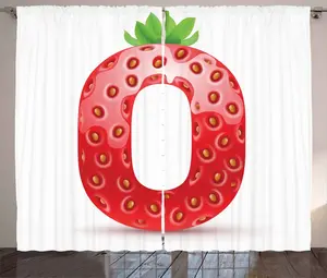 Штора в деревенском стиле ABAKUHAUS с буквой O, яркая фруктовая капитель, присборенная штора для спальни с петлями и крючками, 280 x 225 см, цвет: оранжевый, вермо, зеленый Abakuhaus