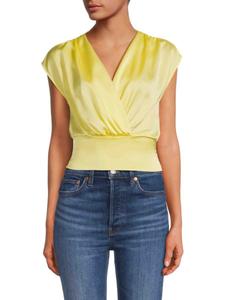 Сатиновый топ с имитацией запаха Renee C., желтый