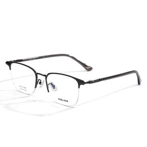 Титановые квадратные очки для мужчин в ярком золотом цвете Police, VPLT11K-0627 Semi-Matte Deep Gunmetal+Bright Deep Gunmetal