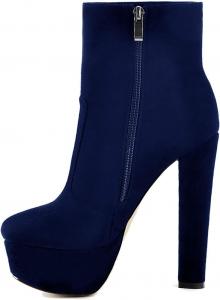 Женские ботильоны на платформе Gogo с высокой толстой подошвой, боковой молнией, круглым носком, удобные, для вечеринок, повседневные ботинки Onlymakerheels, Blue