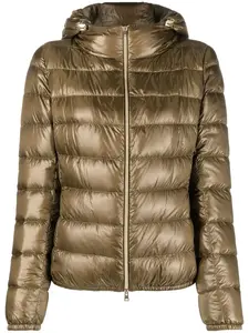 Глянцевый пуховик Herno, зеленый