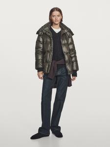 Короткая водоотталкивающая куртка-пуховик с капюшоном Massimo Dutti, Bottle