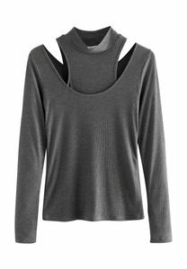 Топ Next LAYERED HIGH NECK RIBBED , Grey