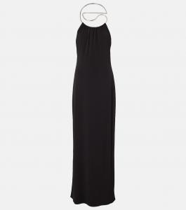 Платье с ожерельем-логотипом и вырезом халтер Coperni, черный