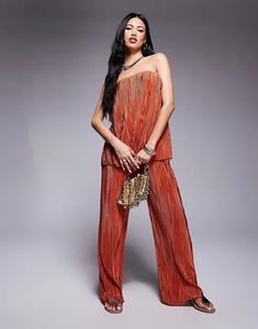 Комбинезон-бандо ASOS DESIGN с плиссированной юбкой цвета ржавчины