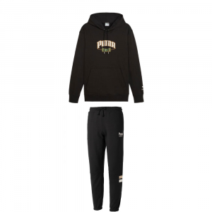 Мужской комплект худи топ+черные низы PUMA, черный