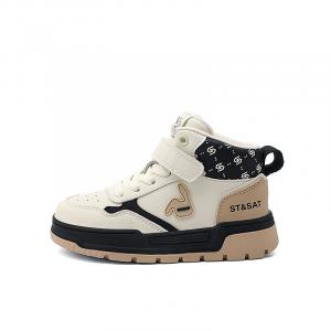 Детские кроссовки для скейтбординга средней высоты с защитой от ударов и износа ST&SAT, белый/черный