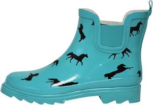 NORTY - Женские ботинки для дождя до щиколотки - Водонепроницаемые зимние и весенние садовые сапоги, размер соответствует на полразмера больше, Turquoise Horses