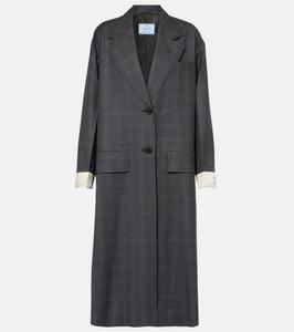 Клетчатое пальто из девственной шерсти Prada, Antracite