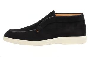 Пустынные ботинки Desert Round Toe Slip On Santoni, черный