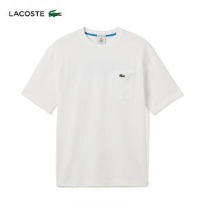 Футболка хлопковая Lacoste с короткими рукавами и принтом, белый