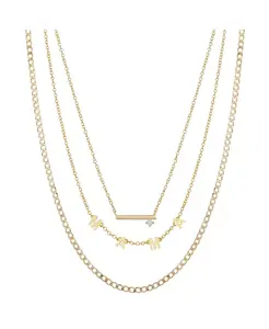 Многослойные ожерелья с подвесками «Мама» из кубического циркония с покрытием из 14-каратного золота Unwritten, gold