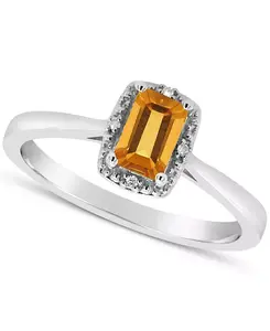 Кольцо с драгоценными камнями и бриллиантами из стерлингового серебра Macy'S, citrine
