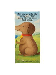 Mr. & Mrs. Panda Банное полотенце с изображением собаки и цветов, а также надписью белого цвета