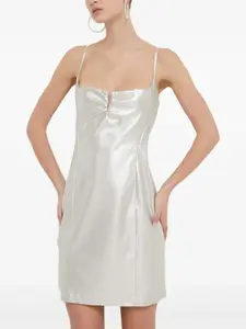 Собранное (драпированное) мини-платье Hugo, серебристый