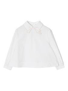 Рубашка с вышитым воротником Burberry Kids, белый