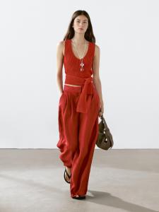 Струящиеся брюки с вытачками Massimo Dutti, оранжевый