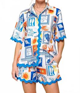 Комплект шорт-капри в синем мульти Cezele, Blue Multi