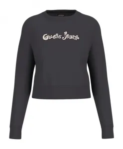 Черный укороченный пуловер с цветочным принтом Guess, черный