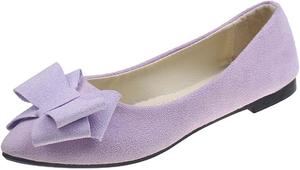 Женские туфли Ctreela из искусственной замши без застежки с бантиками, стильные лоферы для работы и повседневной носки, балетные лоферы с заостренным носком, прогулочные балетки, Purple