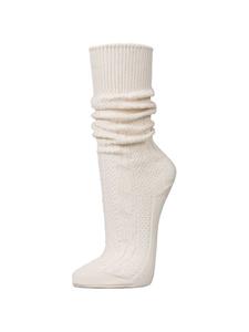 PAULGOS Традиционные носки, гольфы до колена с узором «косичка» белого цвета