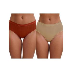 2 упаковки женских трусов с высокой талией и эффектом контроля живота Inspire Chic, Brown Beige