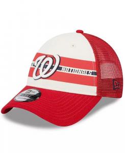 Мужская бело-красная кепка с полосками Washington Nationals Team Trucker 9FORTY Snapback New Era