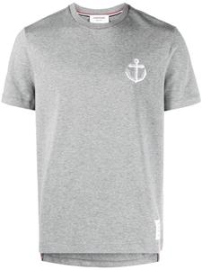 Thom Browne Anchor-embroidered cotton T-shirt, серый
