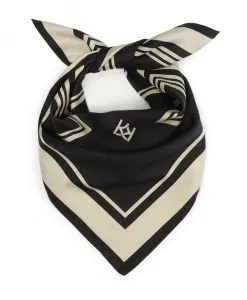 Шелковый шарф с бежевым узором. Kazar, черный