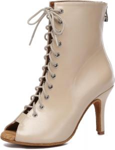 Женские удобные танцевальные туфли Minishion с открытым носком для свадьбы и вечера, ботильоны, L594 Ivory 8.5Cm Heel