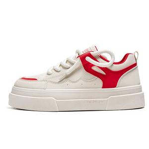 TONYBEAR Амортизирующие быстросохнущие износостойкие дышащие увеличивающие рост низкие скейтбордские кроссовки мужские бело-красные, цвет White Red