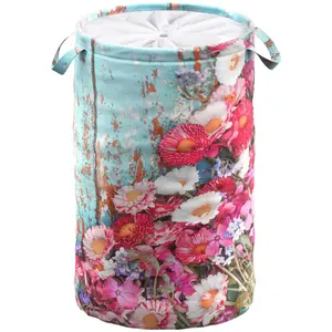 Корзина для белья Sanilo «Весна», бирюзовый/розовый