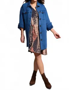 Стеганая хлопковая куртка-рубашка на пуговицах, цвет «Синее блаженство» Tribal