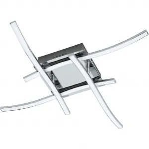 Потолочный светильник VALMORA, потолочная лампа, алюминий и пластик, IP20, лампа для гостиной LED-панель теплого белого света, настенный/потолочный светильник, размеры: Д56 x Ш56 x В10,5 см, хром, 4 x 5,2 Вт в комплекте. Eglo, белый/хромированный