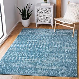 Ковер SAFAVIEH, 275 x 366 см, Tulum Collection, Turquoise & Blue, Moroccan Boho дизайн с эффектом потертости, не линяет и прост в уходе, идеален для помещений с высокой проходимостью в гостиной, спальне (TUL240M)