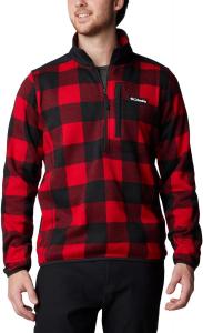 Columbia мужская флисовая толстовка Weather Ii с принтом и молнией до половины, Mountain Red/Check Print/Mountain Red Black