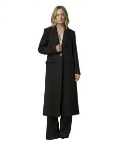 Стильное длинное пальто с V-образным вырезом. Kocca, черный