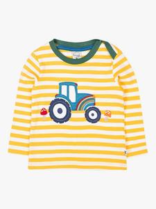Детский топ Orion с хлопковым аппликацией Frugi, Bumblebee/Tractor