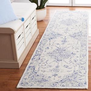 Ковер SAFAVIEH, 69 x 336 см, Rug Metro Collection Runner, Blue & Ivory, Handmade Wool, Ideal for The Living Room, Dining, Bedroom (MET874M)