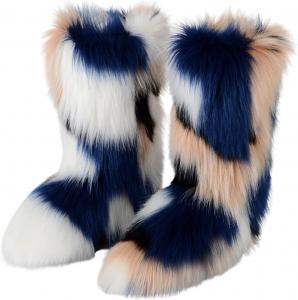 Женские меховые сапоги модные утепленные пушистые сапоги средней длины на платформе с молнией повседневная зимняя обувь для женщин 2025 Generic, #B08-Dark Gray