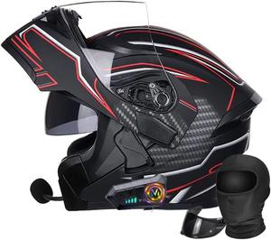 Шлем модульный ACLFFSHO Bluetooth, черный / красный