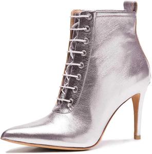 Женские модные ботильоны FSJ с среднем каблуке-стилетто, заостренный носок, водонепроницаемые зимние туфли, размеры 4-15 US, Silver
