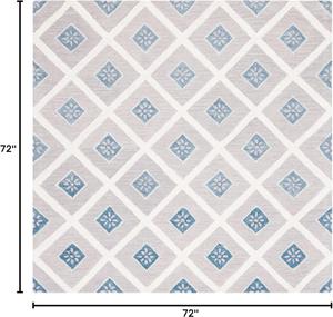 Ковер SAFAVIEH, 183 x 183 см, Metro Collection - Blue & Ivory, ручной работы из шерсти, идеален для помещений с высокой проходимостью в гостиной, спальне (MET705L)