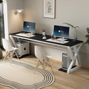 Письменный стол для двоих 180x70x76 см, белая рама, черная столешница