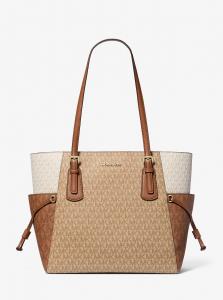 Большая сумка-тоут Voyager с фирменным логотипом и цветными блоками Michael Kors Outlet, camel mlt