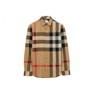 Клетчатая хлопковая рубашка Burberry, бежевый