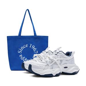 Kappa Спортивные кроссовки женские низкие массивные нескользящие устойчивые к истиранию бело-голубые Classic White/Ocean Blue [бесплатная голубая холщовая сумка]